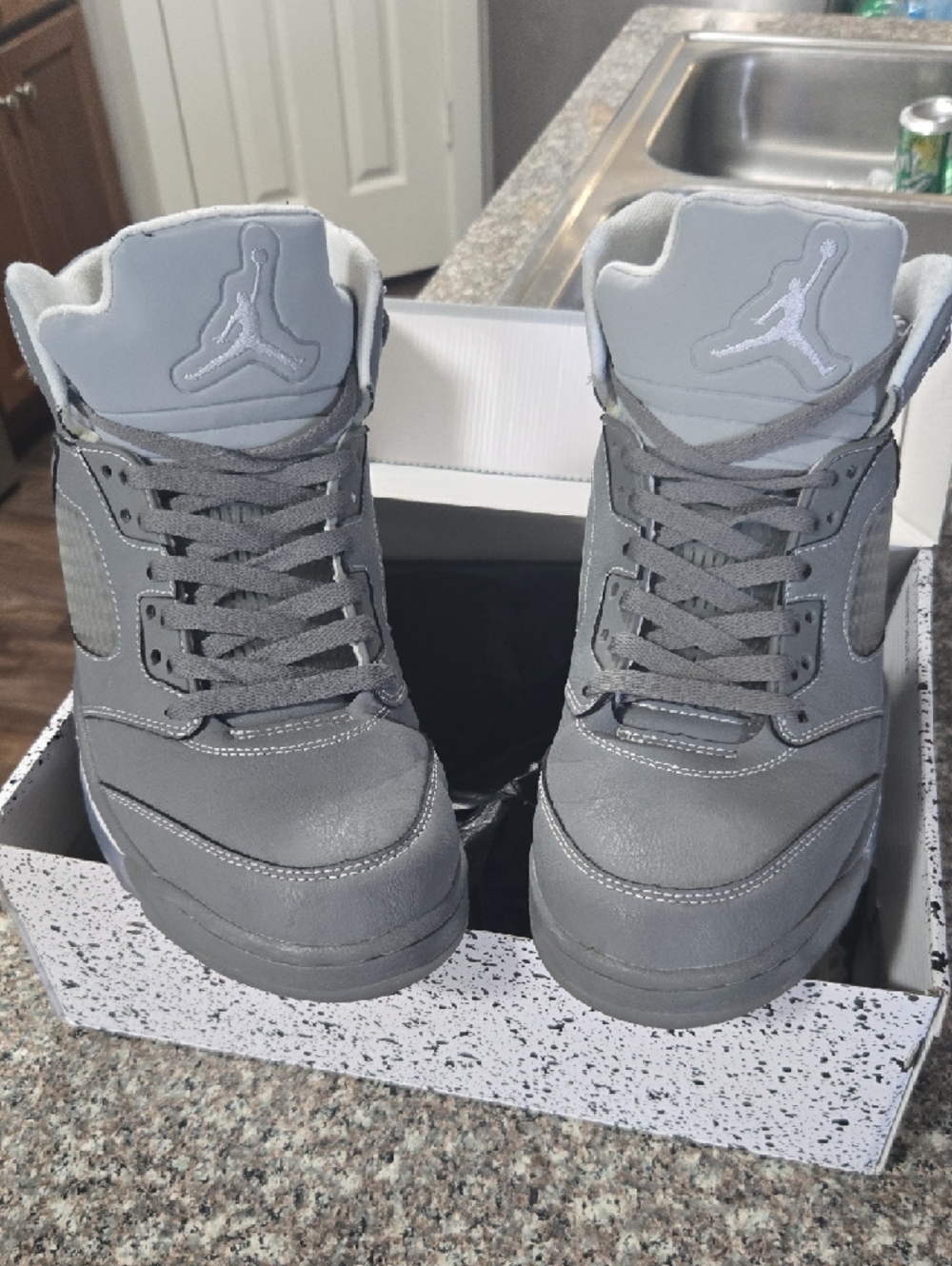 Jordan Grey High-Top Sneakers with White Accent - Picture 2 of 5